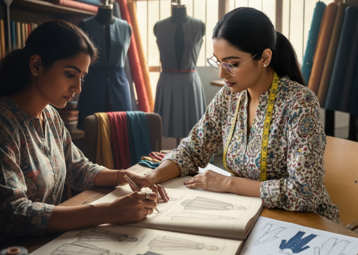 Designer sketching uniforms